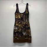 Hale Bob Size S Women's Black-Gold Sequin Sheath Dress