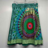 Desigual Size M-8 Women's Green-Multi Patchwork A Line Skirt