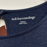 Soft Surroundings Size M Women's Blue Solid Maxi-Long Sleeve Dress