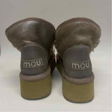 Mou Size 38-7.5 Women's Beige Shimmer Crochet Platform Booties