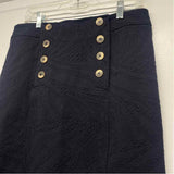 J.McLaughlin Size 12 Women's Navy Brocade Pencil-Knee Skirt