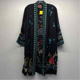 Johnny Was Size S Women's Black-Multi Embroidered Kimono Long Sleeve Top