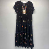 Johnny Was Size S Women's Black-Multi Embroidered Kaftan Dress