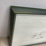Green Wood Framed Art of Polar Bears in a Cafe by Artist Barbara Stone