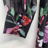 Alex Marie Size 12-L Women's Black-Multi Floral Button Up Dress