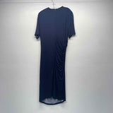 Elie Tahari Size Xl Women's Navy-Multicolor Pattern Maxi-Short Sleeve Dress