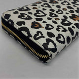 Betsey Johnson White-Black Faux Leather Hearts Zip Around Wallet