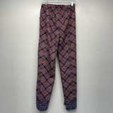 Japna Size M- (6-8) Women's Navy-Multicolor Pattern Wide Leg Pants