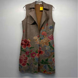 Solitarie Women's Size M Tan-Multi Floral Maxi Vest