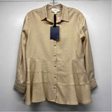 Pomander Place Size M Women's Tan Solid Button Up Shirt