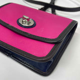 Coach Fuschia-Black Leather Colorblock Crossbody Handbag