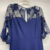 Aidan By Aidan Mattox Size 8-M Women's Navy-Silver Beaded Maxi Dress