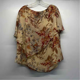Adrianna Papell Size 20-2x Women's Cream-Multi Floral Pullover Short Sleeve Top