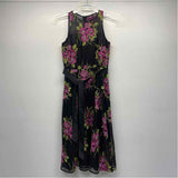 Tahari Arthur Levine Size 4-S Women's Black-Multi Floral A Line Dress