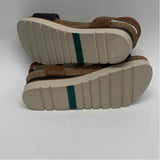 Josef Seibel Size 38-7.5 Women's Beige-Black Cut Out Platform Sandals