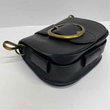 Polo by Ralph Lauren Black Leather Pebbled Crossbody Saddle Handbag