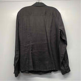 Blue Saks Fifth Ave Size Xl Women's Dark Gray Tweed Button Up Blouse