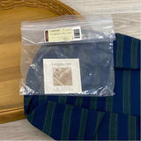 Longaberger Brown Wicker Serving Tray w Striped Blue Fabric Liner and Handles