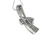 Sterling silver necklace with ribbon shape pendant blue opal and cubic zirconia