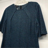 St. John Size 14-L Women's Black-Teal Tweed A Line Dress