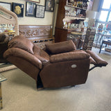 Southern Motion Solid Brown Faux Leather Electric Recliner with power head