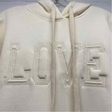 Angela Mara Women's Size M Ivory Embroidered Hoodie Sweatshirt