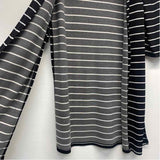 Mariel Size S-M Women's Black-White Stripe Maxi-Open Front Long Sleeve Top