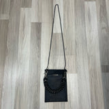 David Galan Black Leather Pebbled Crossbody Handbag