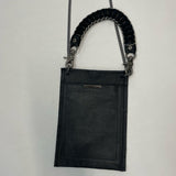 David Galan Black Leather Pebbled Crossbody Handbag