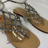 Unbranded Size 8.5 Women's Silver Beaded Flats-Camel Toe Sandals