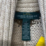 Lauren Jeans Size L Women's Beige-Brown Stripe Wrap Poncho-Cape