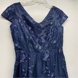 Alex Evenings Size 10-M Women's Navy Embroidered Maxi Dress