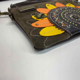 Chala Brown Faux Leather Patchwork Crossbody Handbag