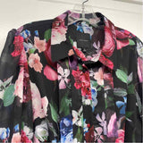 Alex Marie Size 12-L Women's Black-Multi Floral Button Up Dress