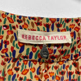 Rebecca Taylor Size 12-L Women's Beige-Multi Pattern Pullover Short Sleeve Top