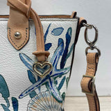Brighton White-Multi Leather Seascape Print Satchel Handbag