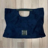 Neiman Marcus Navy Suede Solid Tote Handbag