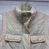 Tribal Women's Size XS Cream Solid Zip Mock Neck Vest