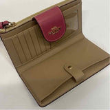 Coach Tan-Pink Signature Leather Bifold Wallet