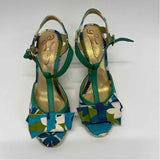 Poetic License Size 38-7 Women's Teal-Multi Pattern Heel Shoes