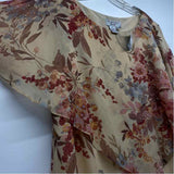 Adrianna Papell Size 20-2x Women's Cream-Multi Floral Pullover Short Sleeve Top