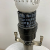 Table Top White-Silver Textured Ceramic Lamp w White Lamp Shade