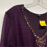 Komarov Size L Women's Purple Beaded Fit And Flare Dress