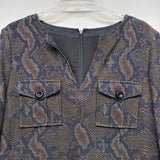 Worth Size 10-M Women's Brown-Multi Pattern Long Sleeve Dress