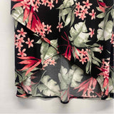 Chico's Size 1- (8-10) Women's Black-Multi Floral Asymmetrical Skirt