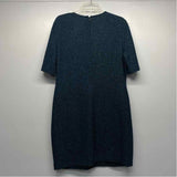 St. John Size 14-L Women's Black-Teal Tweed A Line Dress