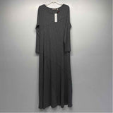 Soft Surroundings Size L Women's Gray-Black Stripe Maxi Dress