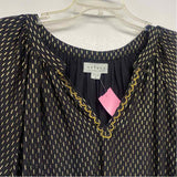 Velvet by Graham Spencer Size Xl Women's Black-Gold Pattern V Neck Blouse