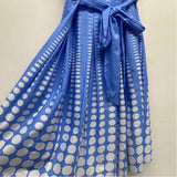 Anne Klein Size 10-M Women's Blue-White Pattern Sleeveless Fit And Flare Dress