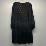 Madewell Size L Women's Black-Gold Pattern Fit And Flare Dress